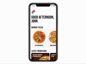 Walking through the main screen of the pizza hut app